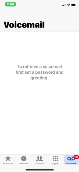 Khắc phục hộp thư thoại iPhone trống với lỗi "“Password and Greeting” 1